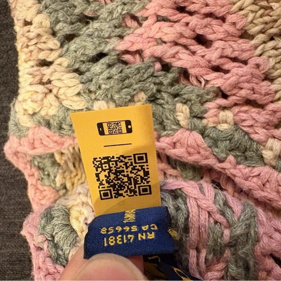 Ralph Lauren Crocheted Knit Sweater Top Crewneck Tee Pastel Vintage Striped S - Picture 14 of 14